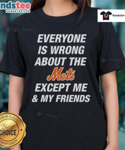 Official Ladies Tee featuring 'Everyone Is Wrong About The Mets Except Me & My Friends' design for Mets fans.