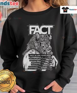 Official Fact Is Life Tour 2025 sweatshirt featuring bold design, perfect for fans and concert-goers.