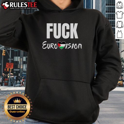 Official Fck Eurovision Hoodie in black, featuring bold graphic text, perfect for Eurovision fans and festival wear.