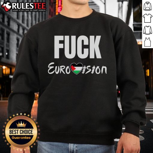 Official Fck Eurovision Sweatshirt in black, featuring bold white lettering, perfect for Eurovision fans and events.