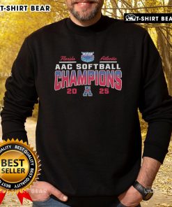 Official Florida Atlantic Owls Softball 2025 AAC Conference Tournament Champions sweatshirt in navy blue.
