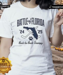 Official Florida Hockey Battle of Florida Back to Back Champs Ladies Tee showcasing team pride and championship spirit.
