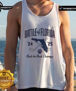 Official Florida Hockey Battle of Florida Back to Back Champs tank top showcasing team pride and championship spirit.
