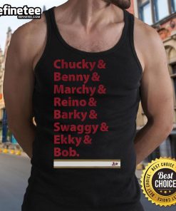 Official Florida Hockey tank top featuring Chucky, Benny, Marchy, Reino, Barky, Swaggy, and Ekky in vibrant design.
