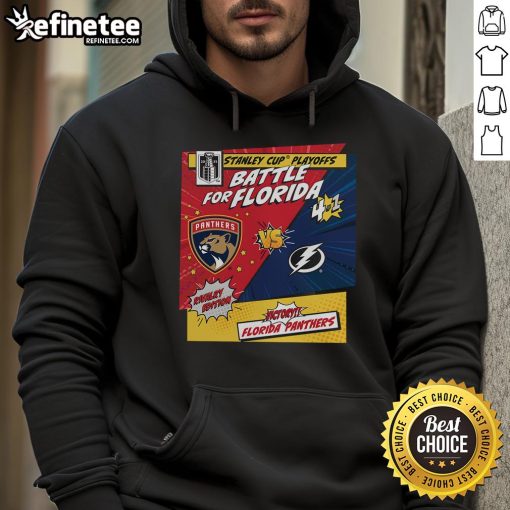 Official Florida Panthers vs Tampa Bay Lightning 2025 Stanley Cup Playoffs rivalry comic pop hoodie design.