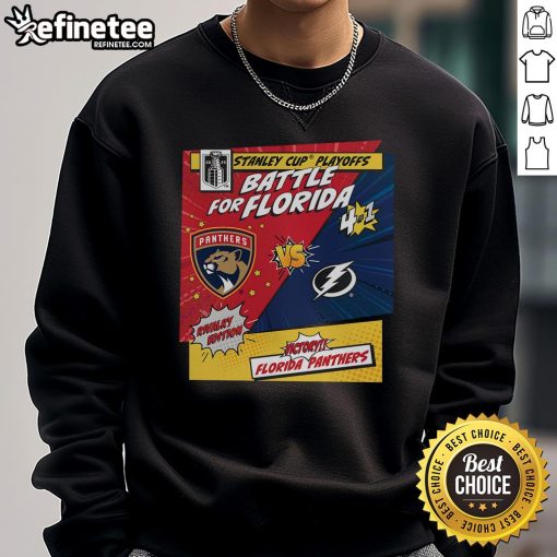 Official Florida Panthers vs Tampa Bay Lightning 2025 Stanley Cup Playoffs Rivalry comic pop sweatshirt design.