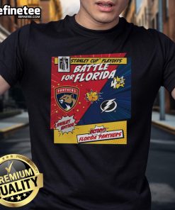 Official Florida Panthers Vs Tampa Bay Lightning 2025 Stanley Cup Playoffs Rivalry Comic Pop T-Shirt