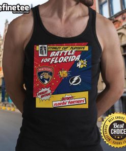 Official Florida Panthers vs Tampa Bay Lightning 2025 Stanley Cup Playoffs rivalry comic pop tank top design.