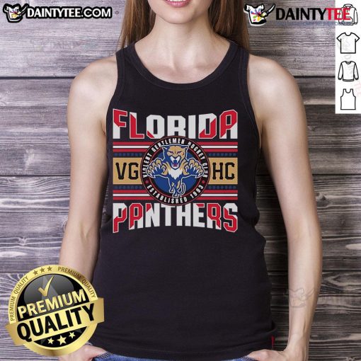 Official Florida Panthers X VGHC flag tank top featuring team colors and logo, perfect for fans and warm weather.