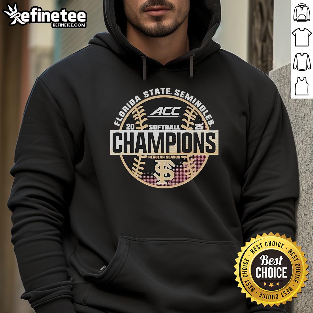Official Florida State Seminoles 2025 Acc Softball Regular Season Champions Hoodie Alt Text: Official Florida State Seminoles 2025 ACC Softball Regular Season Champions hoodie showcasing team pride and victory.