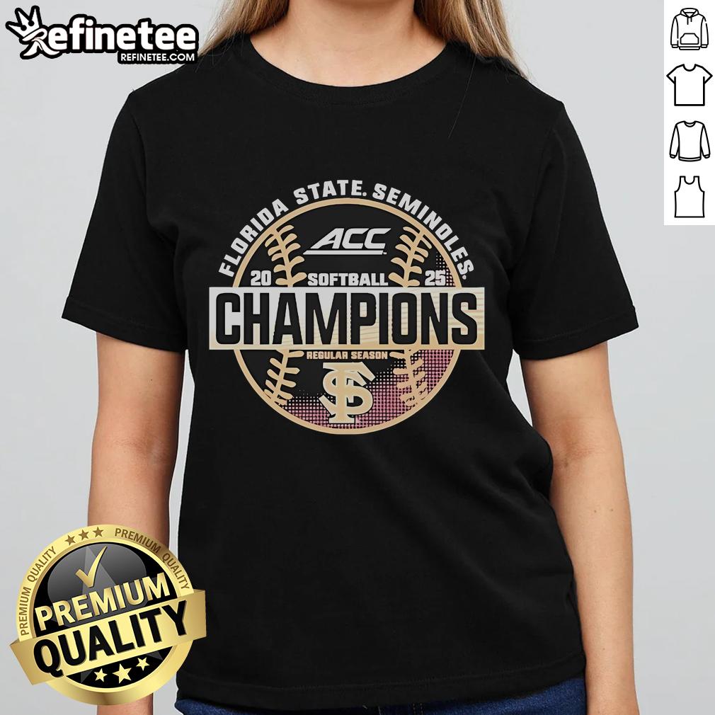 Official Florida State Seminoles 2025 Acc Softball Regular Season Champions Ladies-Tee Florida State Seminoles 2025 ACC Softball Champions ladies tee featuring team colors and logo for fans and supporters.