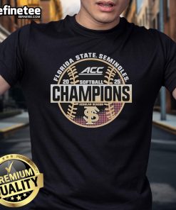 Official Florida State Seminoles 2025 ACC Softball Regular Season Champions T-Shirt featuring team colors and logo.