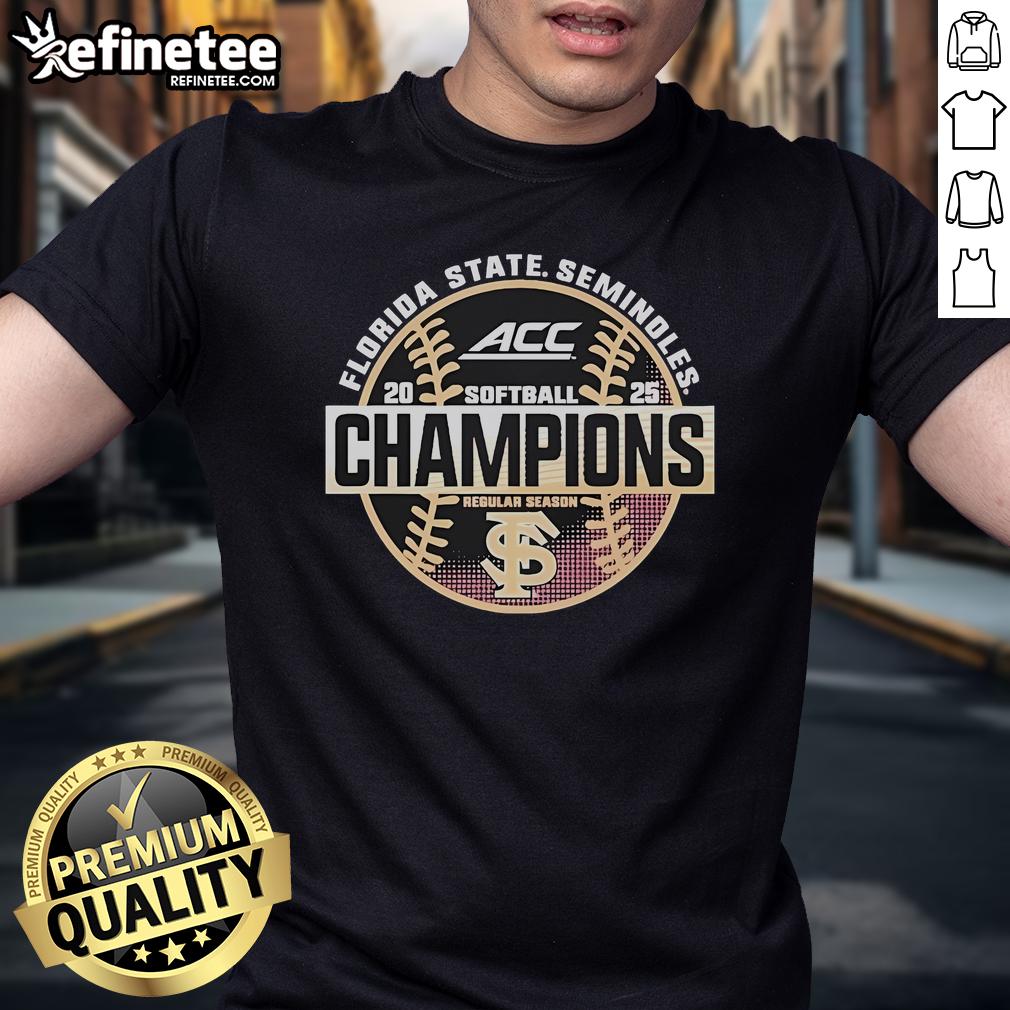Official Florida State Seminoles 2025 Acc Softball Regular Season Champions T-Shirt Official Florida State Seminoles 2025 ACC Softball Regular Season Champions T-Shirt featuring team colors and logo.