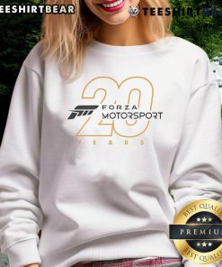 Alt Text: Official Forza Motorsport 20th Anniversary Sweatshirt showcasing unique design and logo, perfect for racing fans.