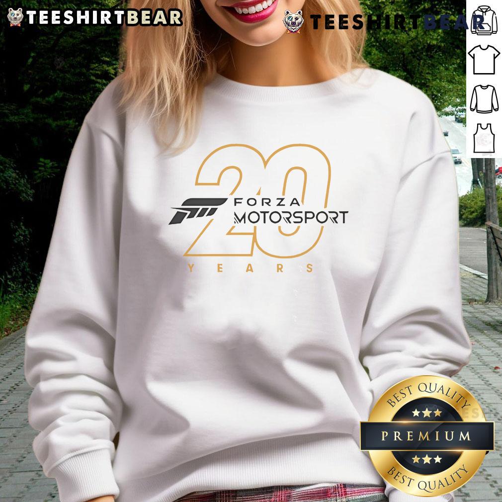 Official Forza Motorsport 20Th Anniversary Sweatshirt Alt Text: Official Forza Motorsport 20th Anniversary Sweatshirt showcasing unique design and logo, perfect for racing fans.