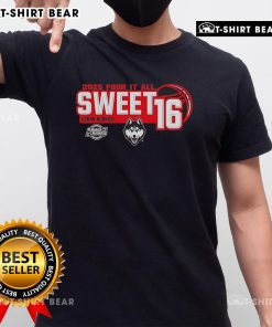 Alt Text: Official Four It All UConn Huskies Women's Basketball 2025 Sweet 16 T-Shirt featuring team logo and vibrant design.