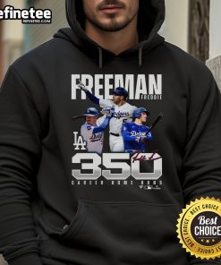 Official Freddie Freeman Los Angeles Dodgers hoodie celebrating 350 career home runs, perfect for fans and collectors.