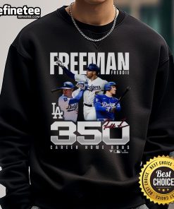 Official Freddie Freeman Los Angeles Dodgers sweatshirt celebrating 350 career home runs in stylish design.