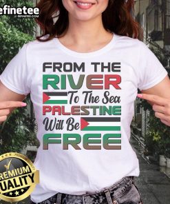 Official 'From The River To The Sea, Palestine Will Be Free' Ladies Tee showcasing a bold, empowering design.