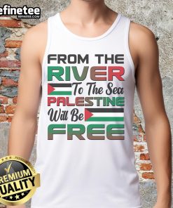 Official From The River To The Sea Palestine Will Be Free Tank Top showcasing a bold pro-Palestine message in vibrant design.