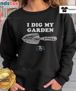 Alt Text: Official Gardening Australia I Dig My Garden sweatshirt in vibrant colors, perfect for gardening enthusiasts.