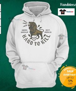 Official GBRS Group Lion Skull Hard To Kill Est MMXIX Hoodie showcasing a bold design with a striking lion skull graphic.