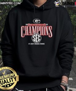 Georgia Bulldogs 2025 SEC Women's Outdoor Track & Field Champions hoodie, showcasing team pride and athletic spirit.