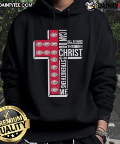 Official Georgia Bulldogs hoodie with 'I Can Do All Things Through Christ Who Strengthens Me' design for fans.