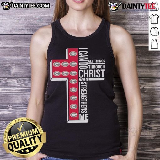 Official Georgia Bulldogs tank top featuring 'I Can Do All Things Through Christ Who Strengthens Me' design.
