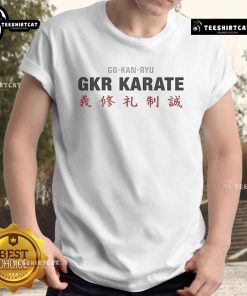 Official Go Kan Ryu GKR Karate T-Shirt featuring logo and design for martial arts enthusiasts and practitioners.