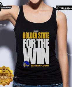 Alt Text: Official Golden State Warriors tank top for the 2025 NBA Playoffs, featuring team colors and logo, perfect for fans.
