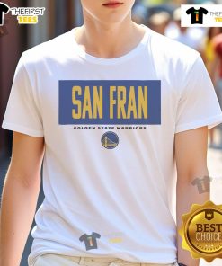 Official Golden State Warriors San Fran Crossbar T-Shirt featuring team colors and logo, perfect for fans and casual wear.