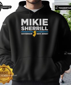 Official Mikie Sherrill for Governor New Jersey hoodie showcasing campaign logo and design in vibrant colors.