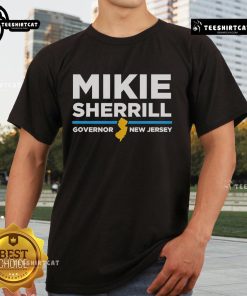 Official Governor New Jersey Mikie Sherrill For Governor T-Shirt featuring campaign logo and vibrant design for supporters.