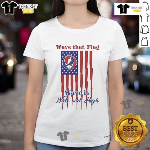 Official Grateful Dead Wave That Flag Ladies Tee featuring vibrant design and high-quality fabric for fans and collectors.