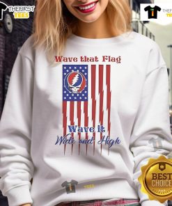 Official Grateful Dead 'Wave That Flag' sweatshirt featuring colorful design, perfect for fans and collectors.