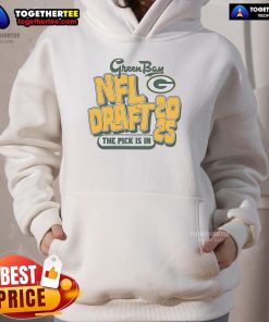 Official Green Bay NFL Draft 2025 hoodie featuring 'The Pick Is In' design, perfect for fans and collectors.
