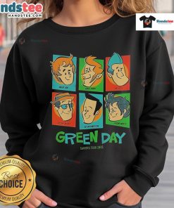 Official Green Day Saviors Tour 2025 sweatshirt featuring the full band logo and vibrant design.
