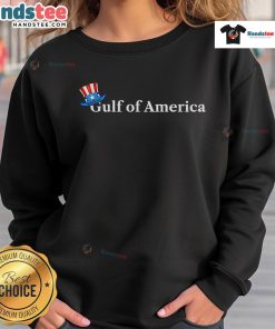Official Gulf of America Uncle Sam Sweatshirt featuring patriotic design and vibrant colors for stylish, casual wear.