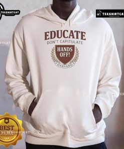 Official Hands Off Harvard Resistance Hoodie featuring bold graphics and a comfortable fit, perfect for supporters.