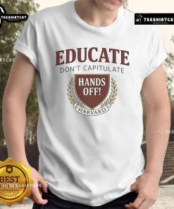 Official Hands Off Harvard Resistance T-Shirt featuring bold text and a vibrant design, promoting Harvard student activism.