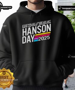 Official Hanson Day 2025 hoodie featuring vibrant design, perfect for fans attending the event in Tulsa, OK.