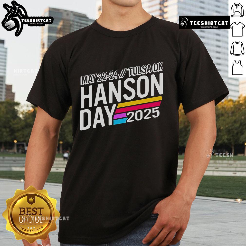 Official Hanson Day May 22 24 2025 Tulsa Ok T Shirt Alt Text: Official Hanson Day T-Shirt for May 22-24, 2025, in Tulsa, OK featuring vibrant design and event details.