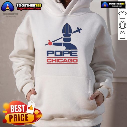 Alt Text: Official Harebrained Chicago Pope Hoodie featuring a stylish design and vibrant colors, perfect for casual wear.