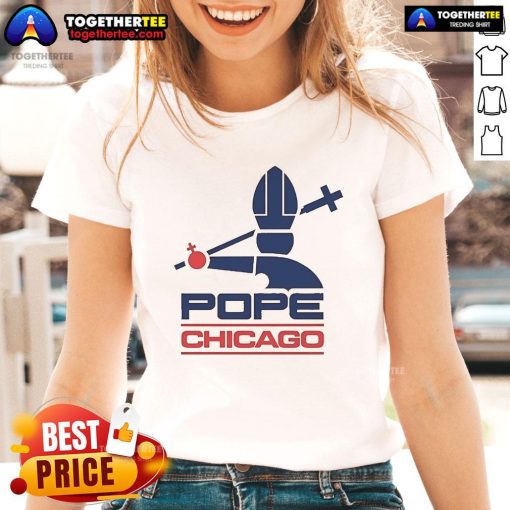 Official Harebrained Chicago Pope Ladies Tee featuring vibrant design and comfortable fit for stylish casual wear.