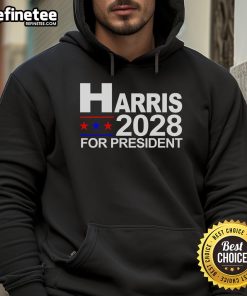 Official Harris For President 2028 Hoodie featuring campaign logo and stylish design for supporters and voters.