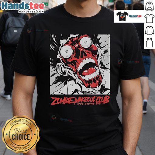 Official Head Zombie Makeout Club T-Shirt featuring a unique graphic design for fans of quirky, horror-themed apparel.