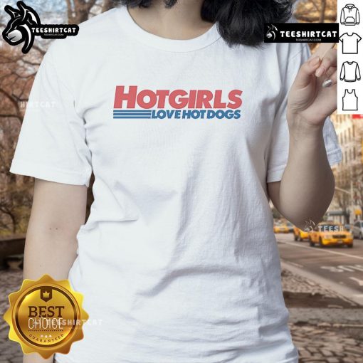 Official Hot Girls Love Hot Dogs Ladies Tee in vibrant colors, perfect for fun summer outings and casual wear.