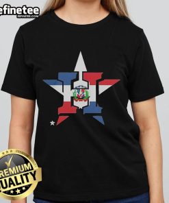 Official Houston Astros Dominican Republic Flag Logo Ladies Tee showcasing team pride in stylish women's apparel.