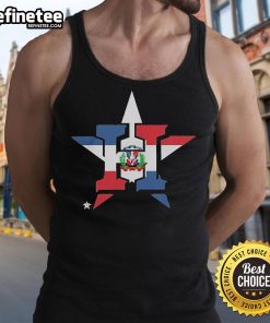 Alt Text: Official Houston Astros Dominican Republic Flag Logo Tank Top featuring vibrant colors and team branding for fans.